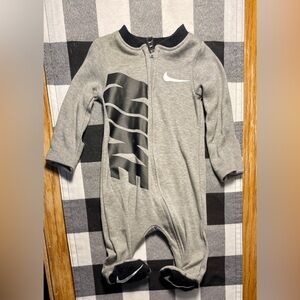 Newborn Baby Nike Logo Full-Zip Footed One Piece Pajamas, Coverall.